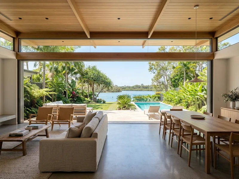 Luxury open-plan living and dining pavilion cleaned in Noosa Heads QLD