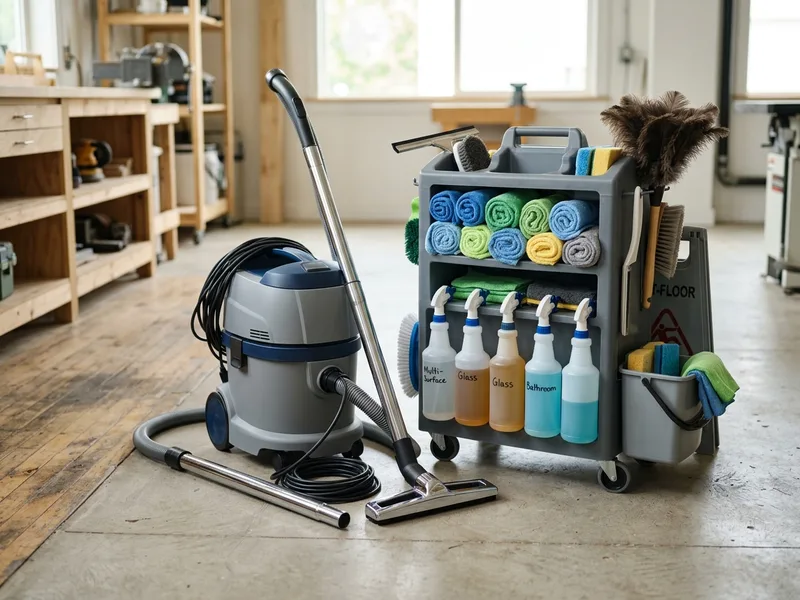 Professional mobile cleaning equipment and commercial HEPA vacuums ready for dispatch at Little Mountain HQ
